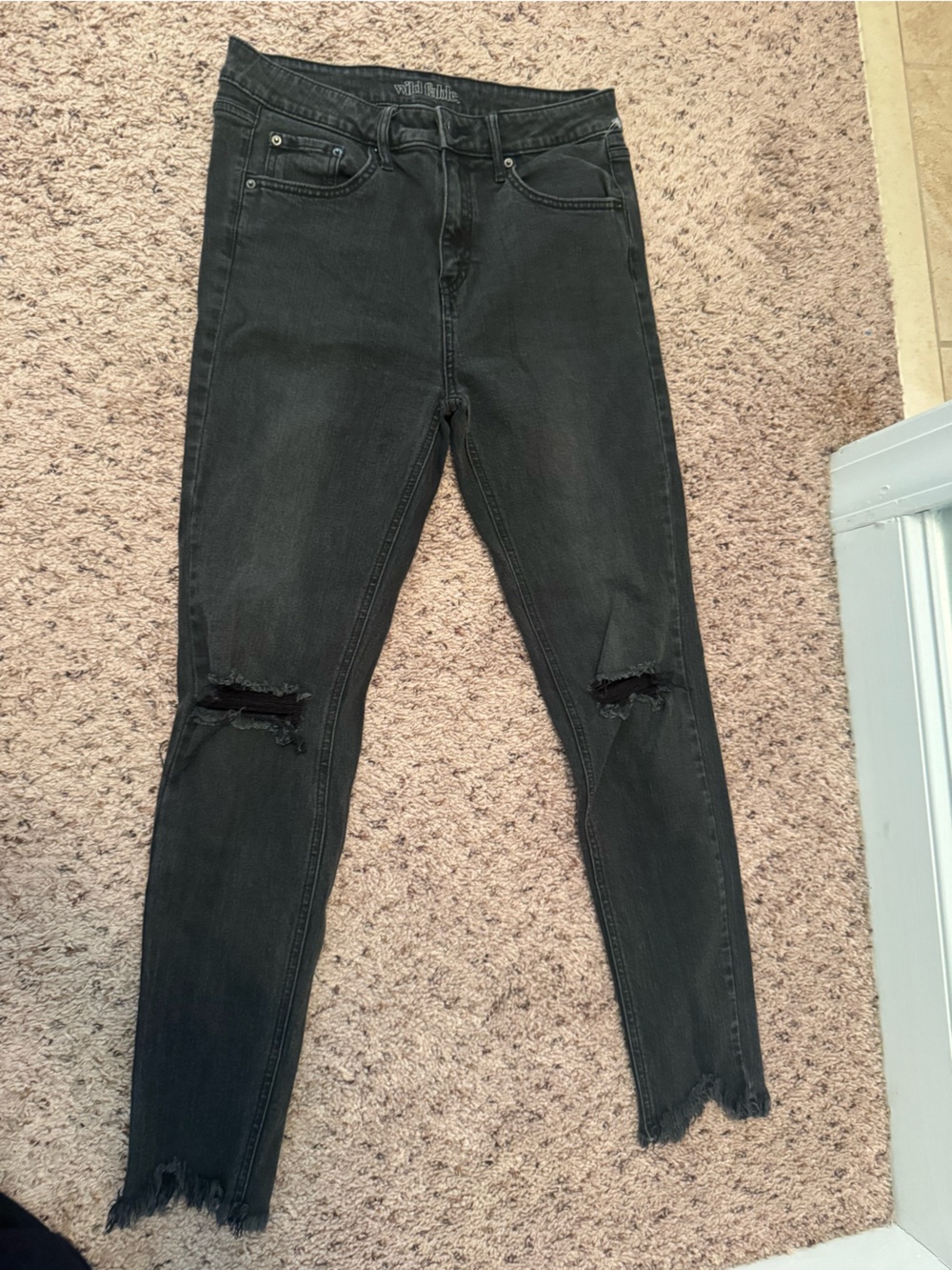 wild fable Black Distressed Skinny Jeans with Knee Rips